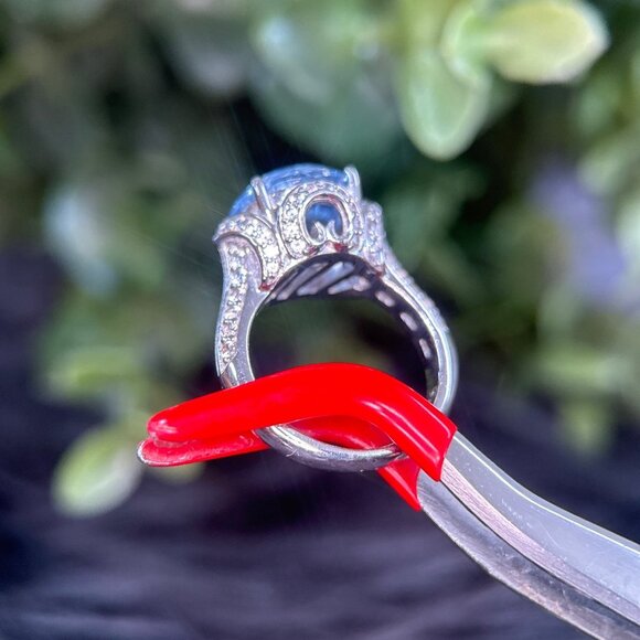 Silver 925 Blue Stone with Cz Ring - Picture 9 of 12